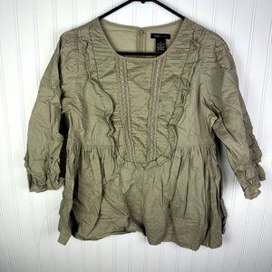 BCBG Maxazria‎ Green 100% Cotton Voile Top Size Medium